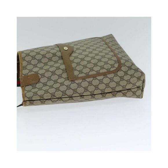 Pre Loved GUCCI GG Supreme Web Sherry Line Tote Bag PVC Leather Beige 39 02 003 - Picture 4 of 8